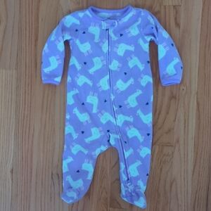 Purple Llama Print Baby Footie Pajamas